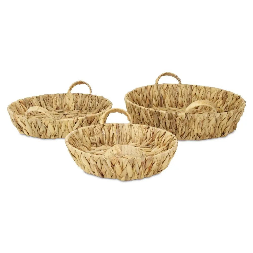 Set of Three Natural Water Hyacinth Basket HomeRoots