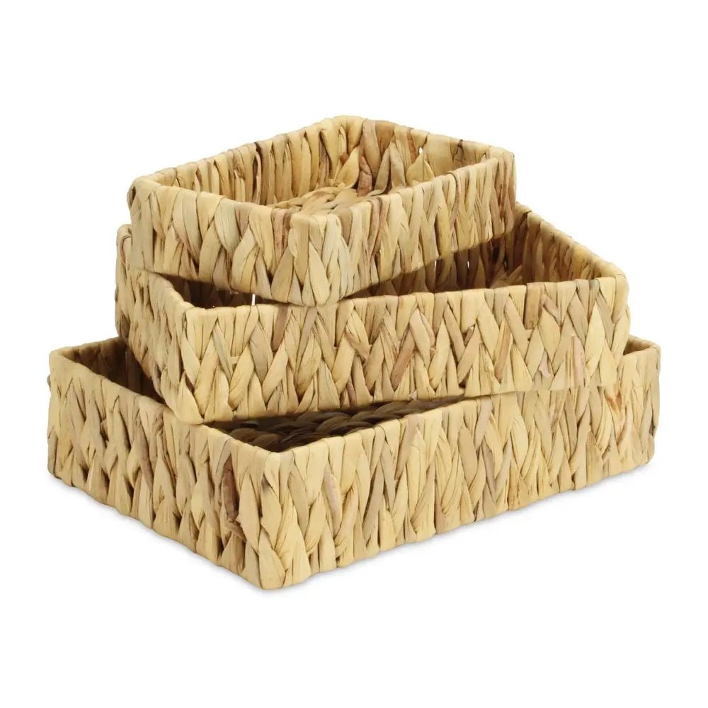 Set of Three Natural Water Hyacinth Basket HomeRoots