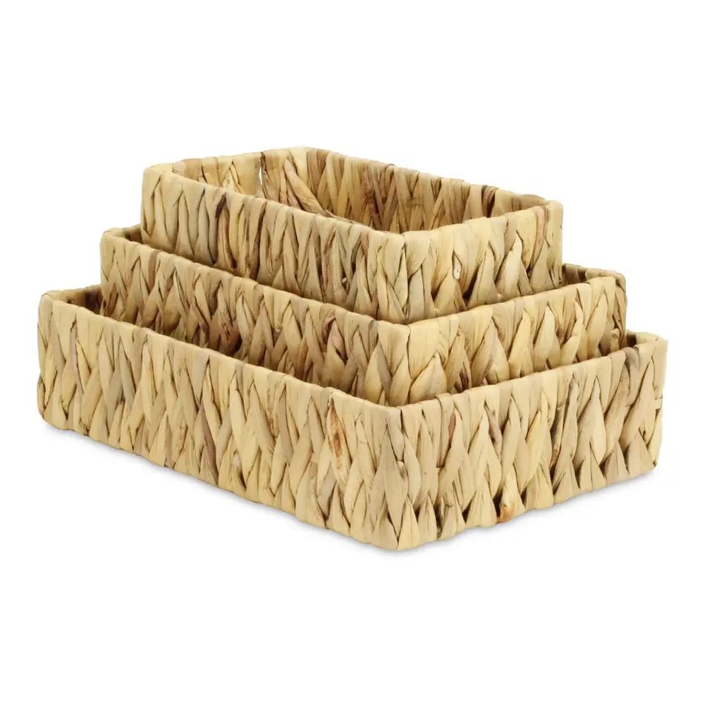 Set of Three Natural Water Hyacinth Basket HomeRoots