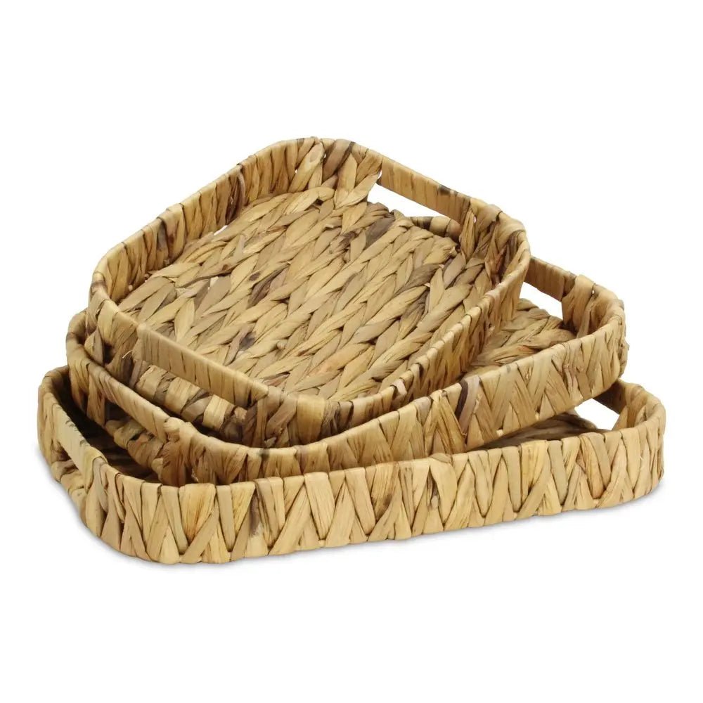Set of Three Natural Water Hyacinth Basket HomeRoots