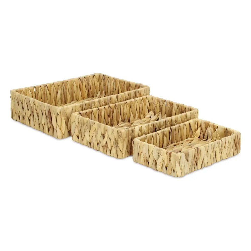 Set of Three Natural Water Hyacinth Basket HomeRoots