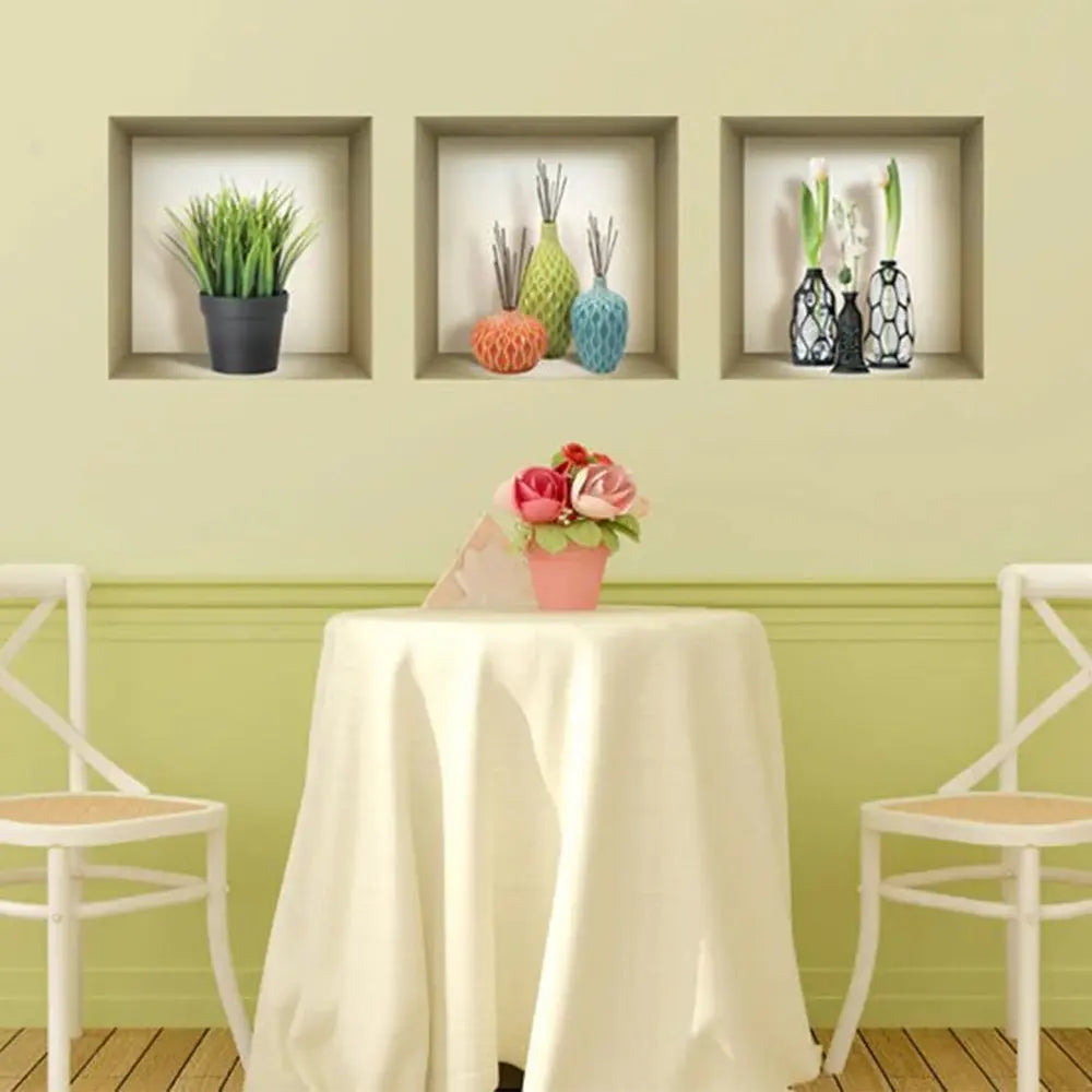 Set of Three Nia Faux Niche 3D Peel and Stick Wall Decals - NOBLE HOME INTERIORS