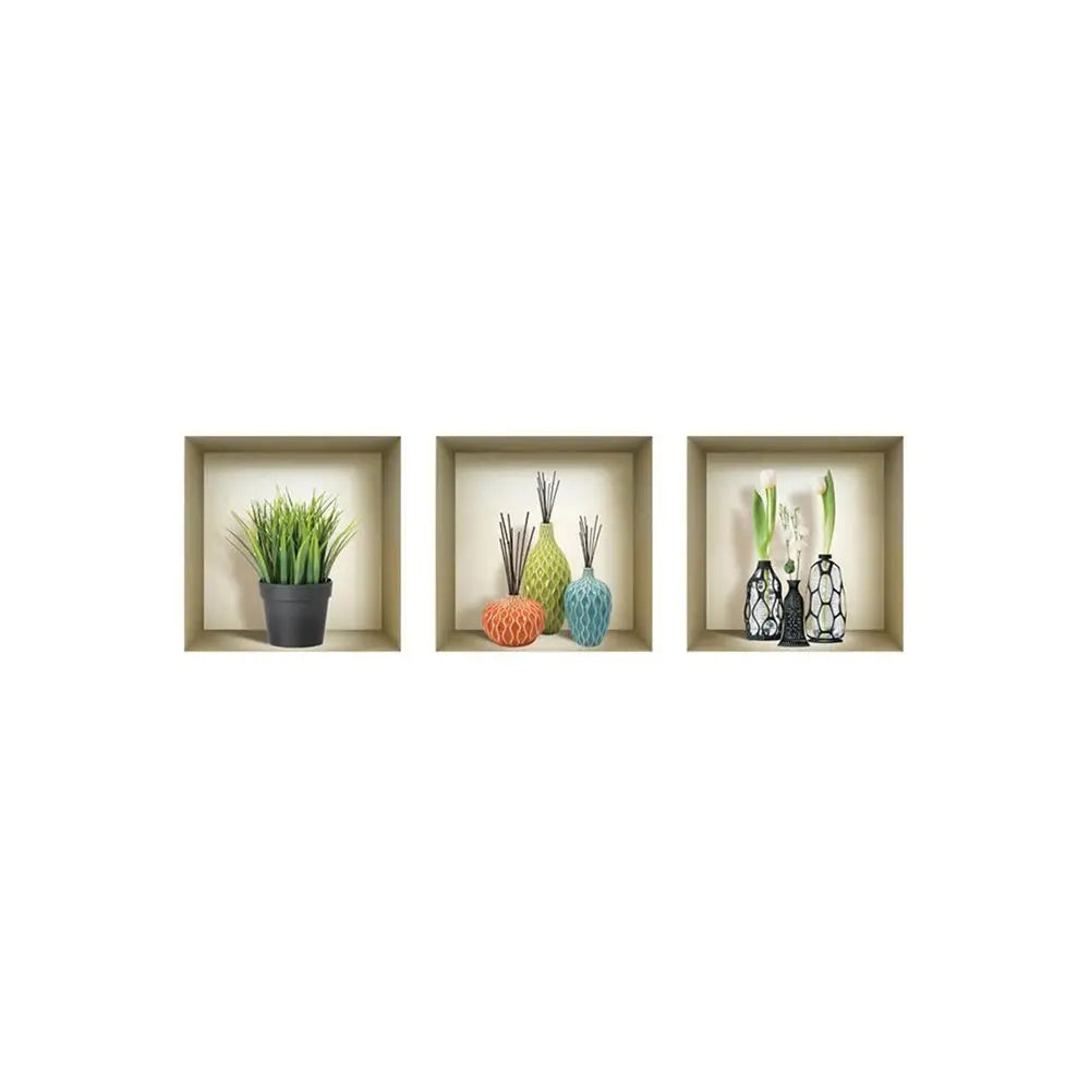 Set of Three Nia Faux Niche 3D Peel and Stick Wall Decals - NOBLE HOME INTERIORS
