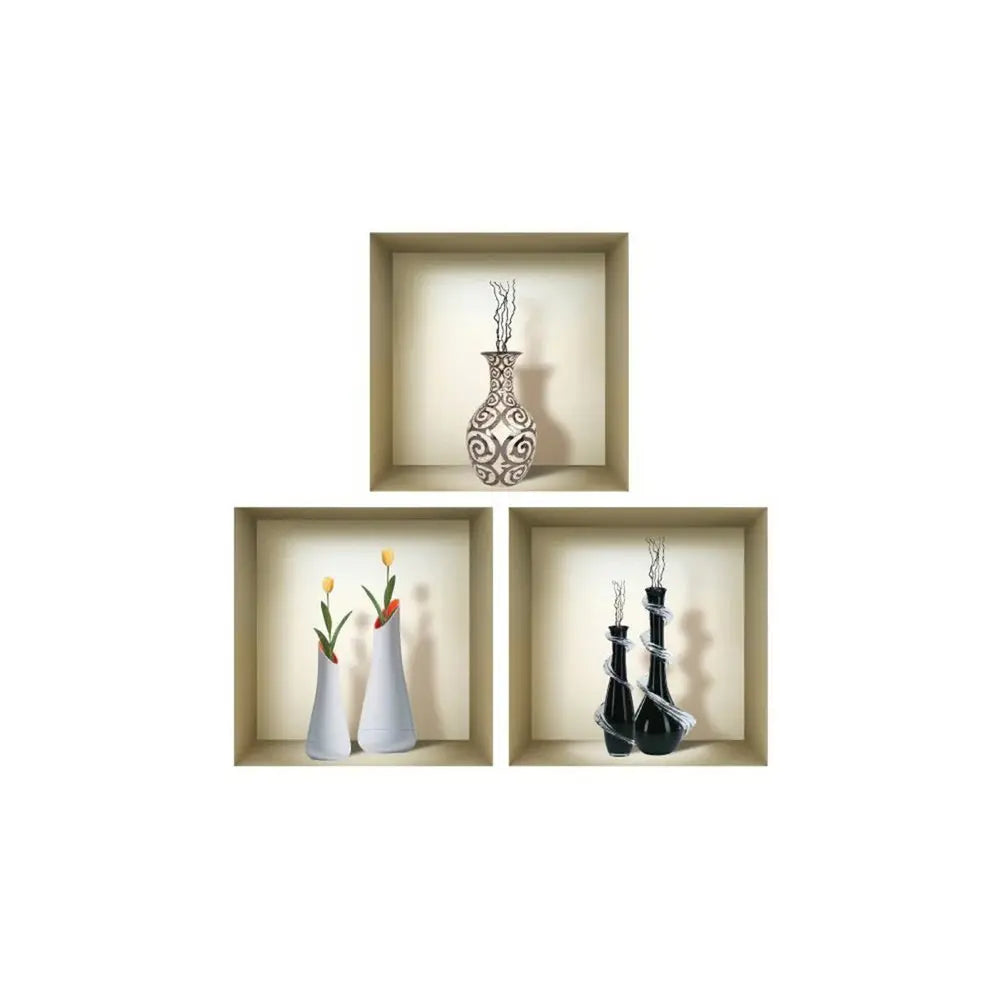 Set of Three Noa Faux Niche 3D Peel and Stick Wall Decals - NOBLE HOME INTERIORS