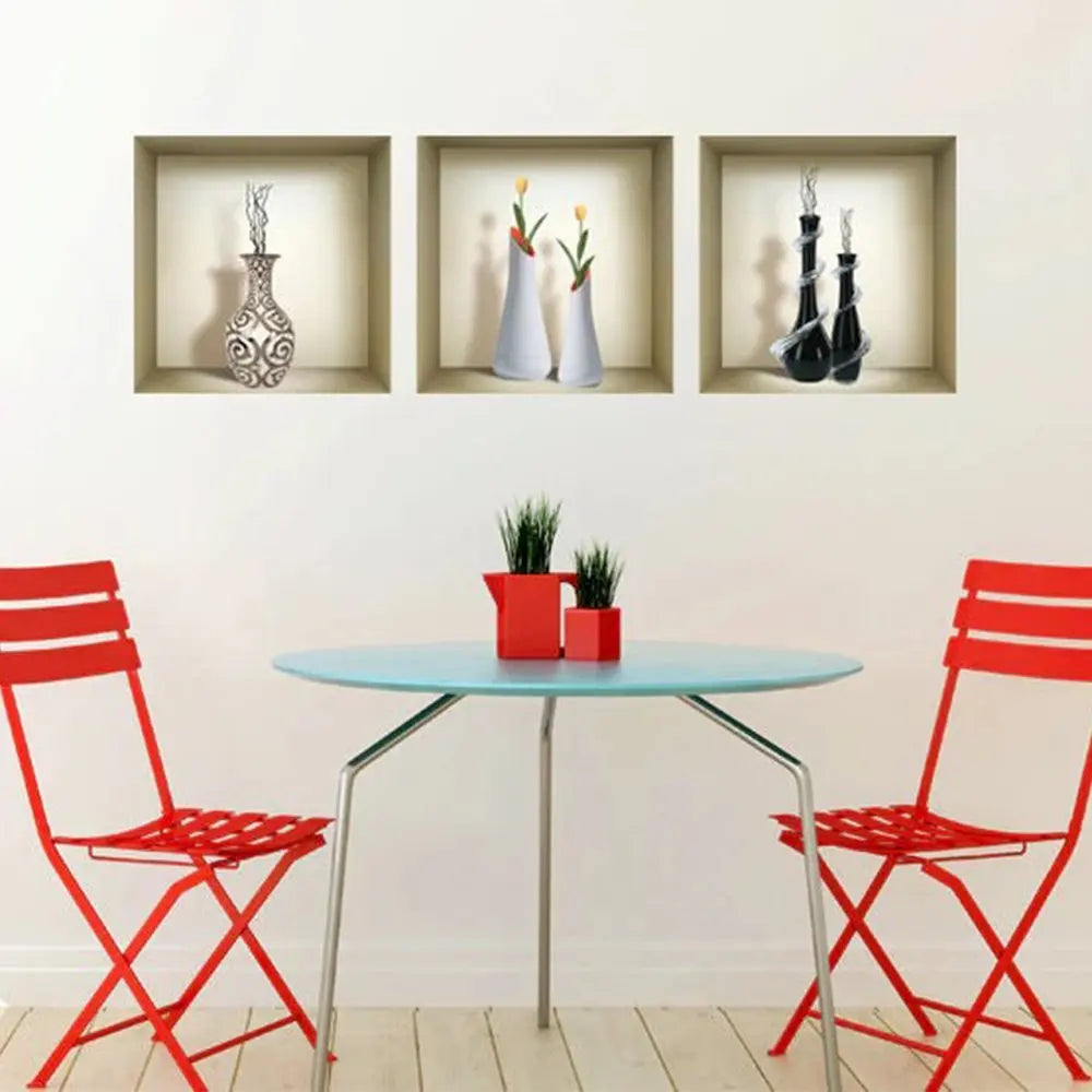 Set of Three Noa Faux Niche 3D Peel and Stick Wall Decals - NOBLE HOME INTERIORS