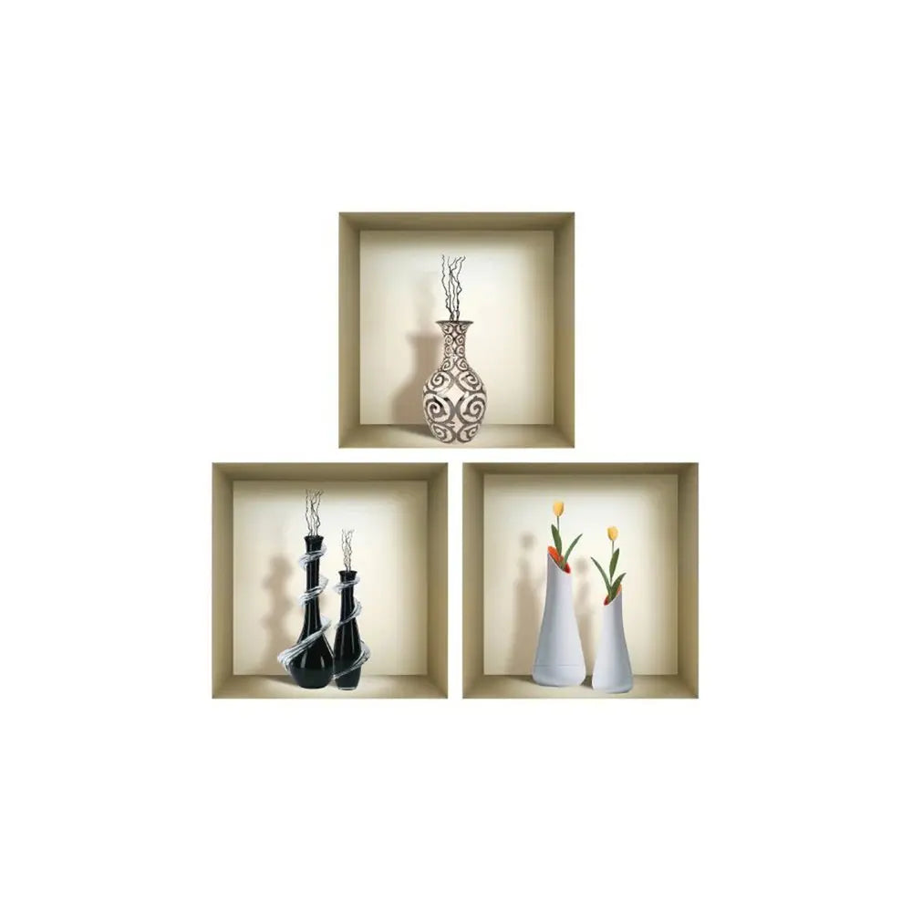 Set of Three Noa Faux Niche 3D Peel and Stick Wall Decals - NOBLE HOME INTERIORS