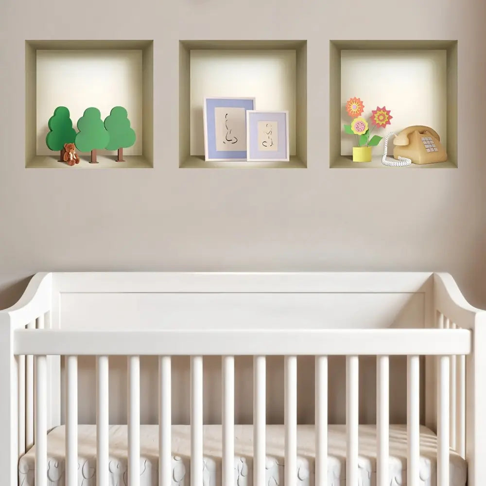 Set of Three Pia Faux Niche 3D Peel and Stick Wall Decals - NOBLE HOME INTERIORS