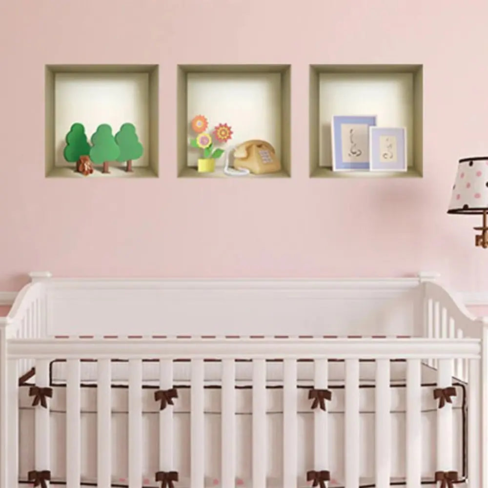 Set of Three Pia Faux Niche 3D Peel and Stick Wall Decals - NOBLE HOME INTERIORS