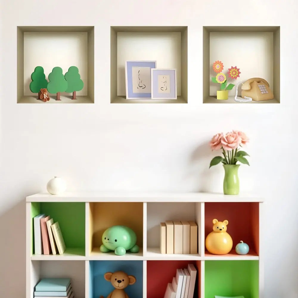 Set of Three Pia Faux Niche 3D Peel and Stick Wall Decals - NOBLE HOME INTERIORS