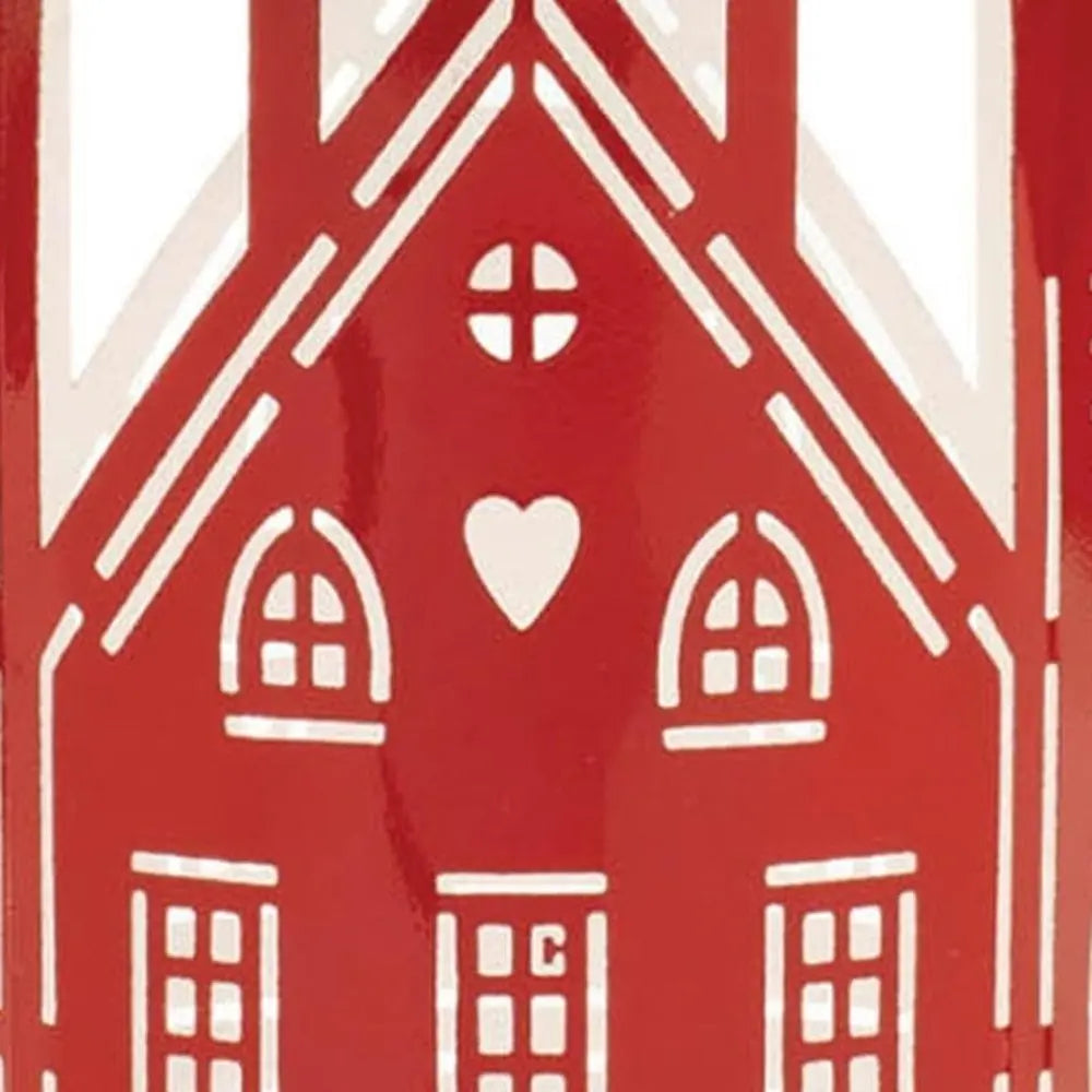 Set of Three Red And White Abstract Iron Tabletop Pillar Candle Holders - NOVA HOME FURNITURE