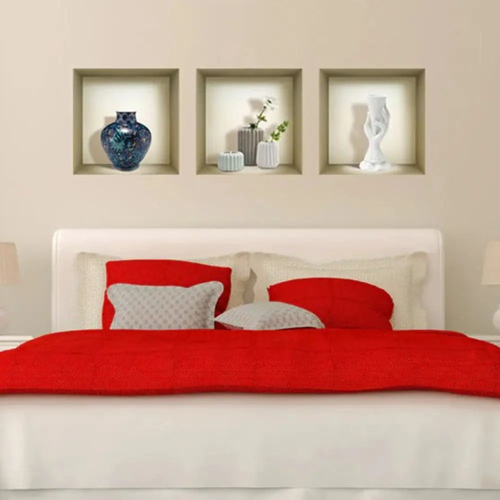 Set of Three Ren Faux Niche 3D Peel and Stick Wall Decals - NOBLE HOME INTERIORS