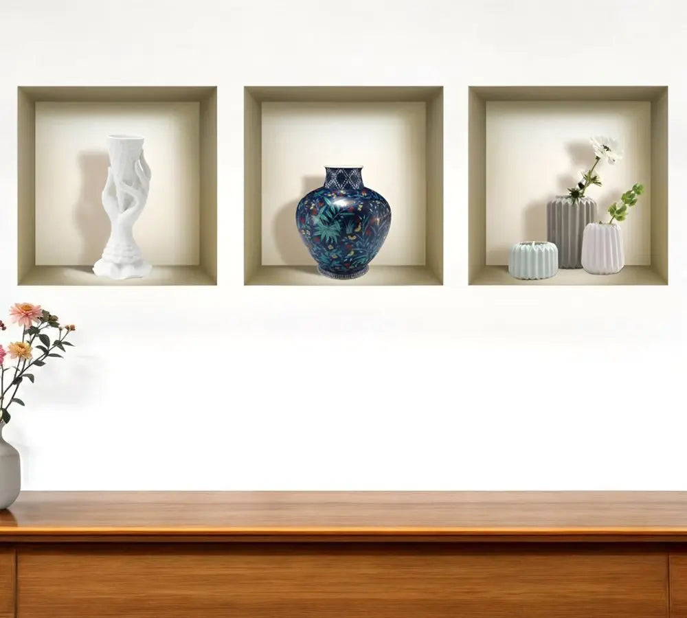 Set of Three Ren Faux Niche 3D Peel and Stick Wall Decals - NOBLE HOME INTERIORS