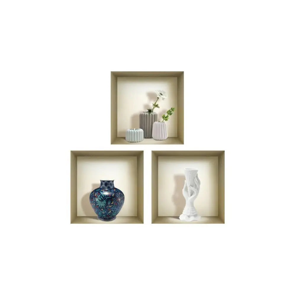 Set of Three Ren Faux Niche 3D Peel and Stick Wall Decals - NOBLE HOME INTERIORS