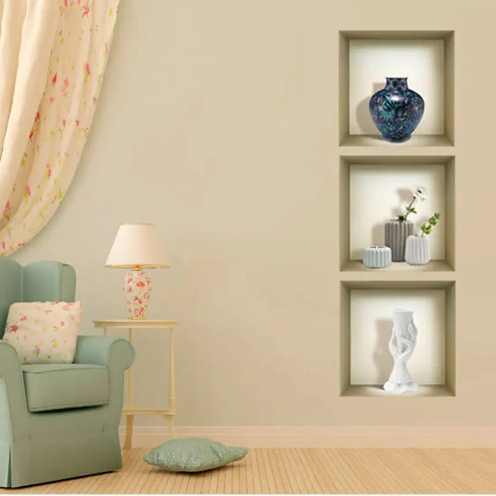 Set of Three Ren Faux Niche 3D Peel and Stick Wall Decals - NOBLE HOME INTERIORS