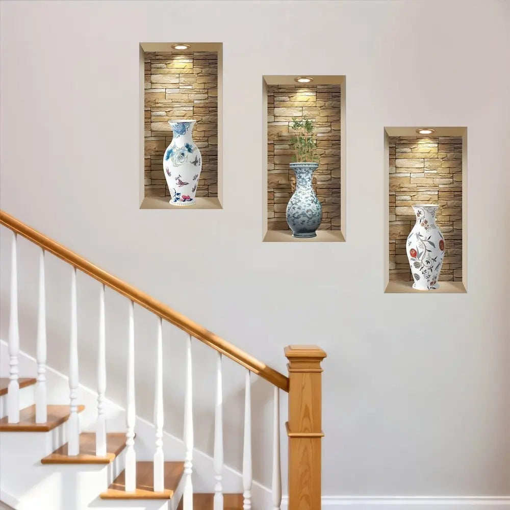 Set of Three Rue Faux Niche 3D Peel and Stick Wall Decals - NOBLE HOME INTERIORS