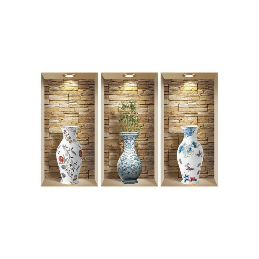 Set of Three Rue Faux Niche 3D Peel and Stick Wall Decals - NOBLE HOME INTERIORS