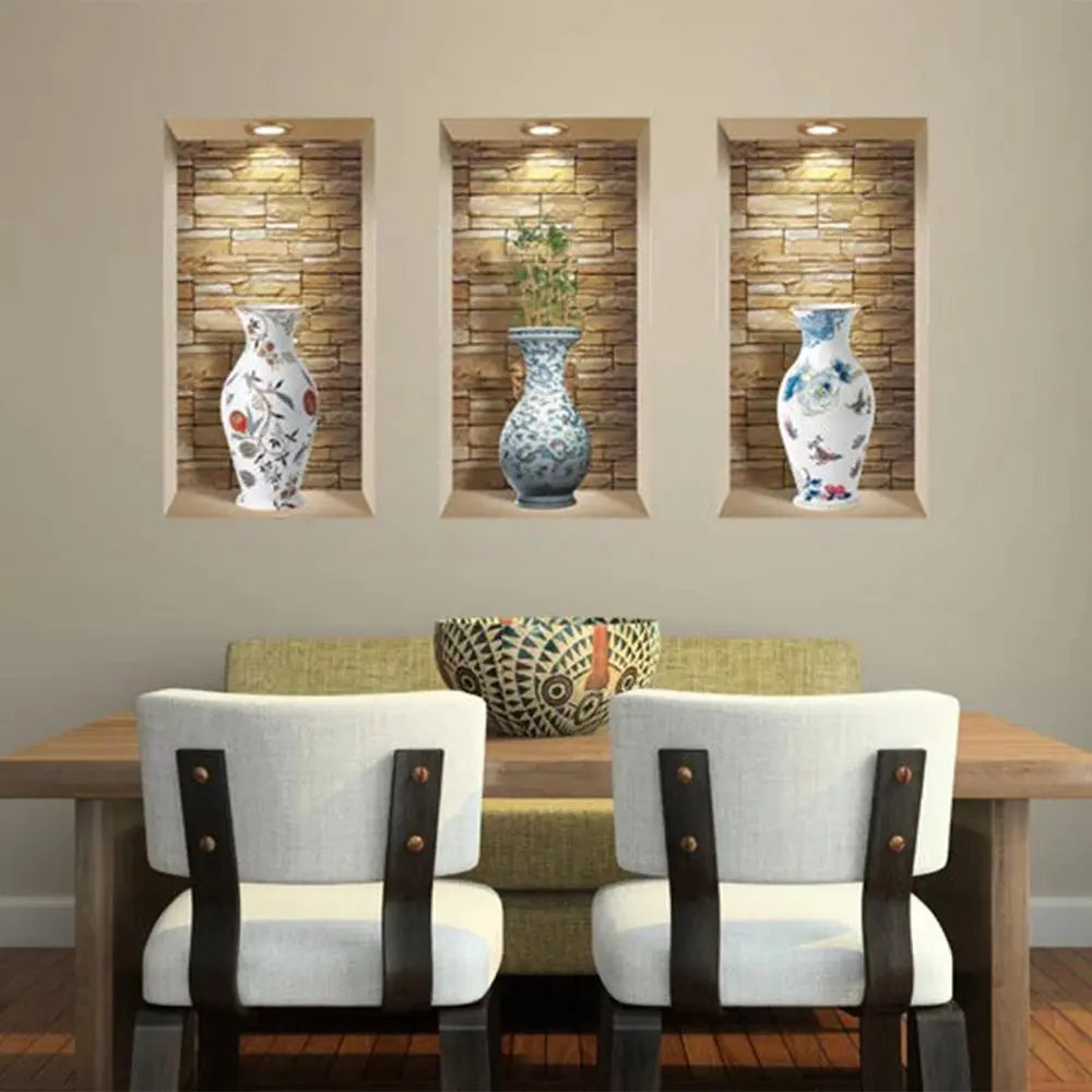 Set of Three Rue Faux Niche 3D Peel and Stick Wall Decals - NOBLE HOME INTERIORS