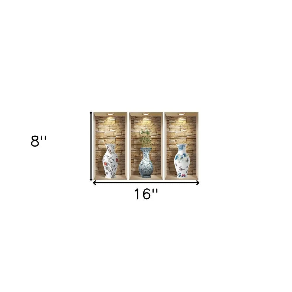 Set of Three Rue Faux Niche 3D Peel and Stick Wall Decals - NOBLE HOME INTERIORS