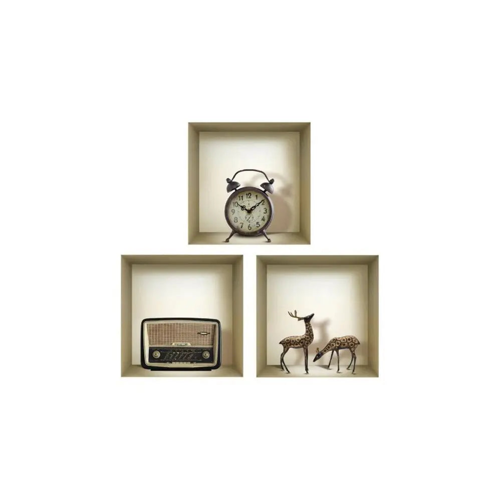 Set of Three Sia Faux Niche 3D Peel and Stick Wall Decals - NOBLE HOME INTERIORS