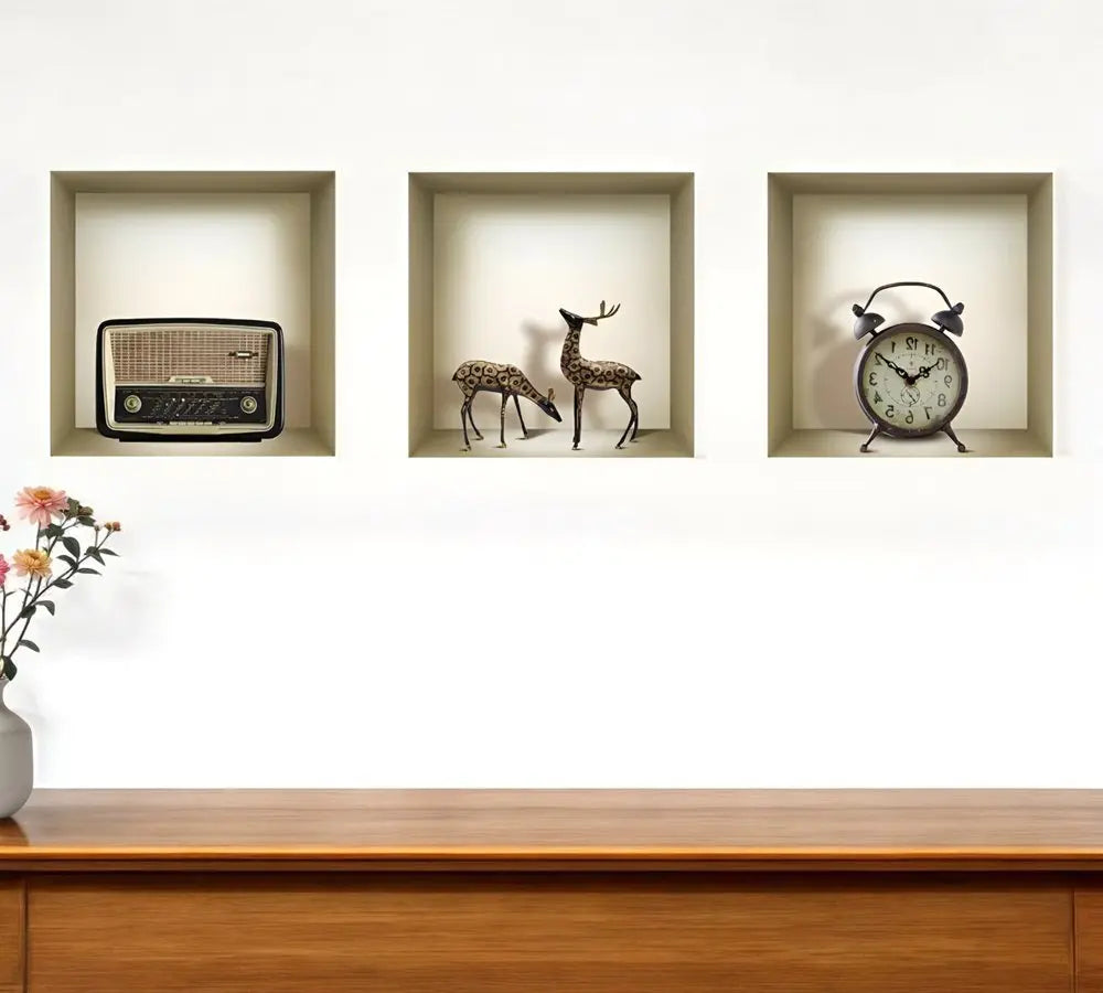 Set of Three Sia Faux Niche 3D Peel and Stick Wall Decals - NOBLE HOME INTERIORS