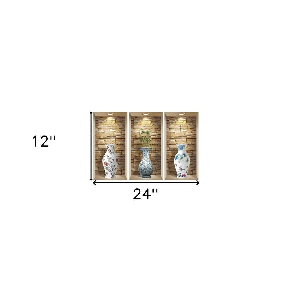 Set of Three Tia Faux Niche 3D Peel and Stick Wall Decals - NOBLE HOME INTERIORS