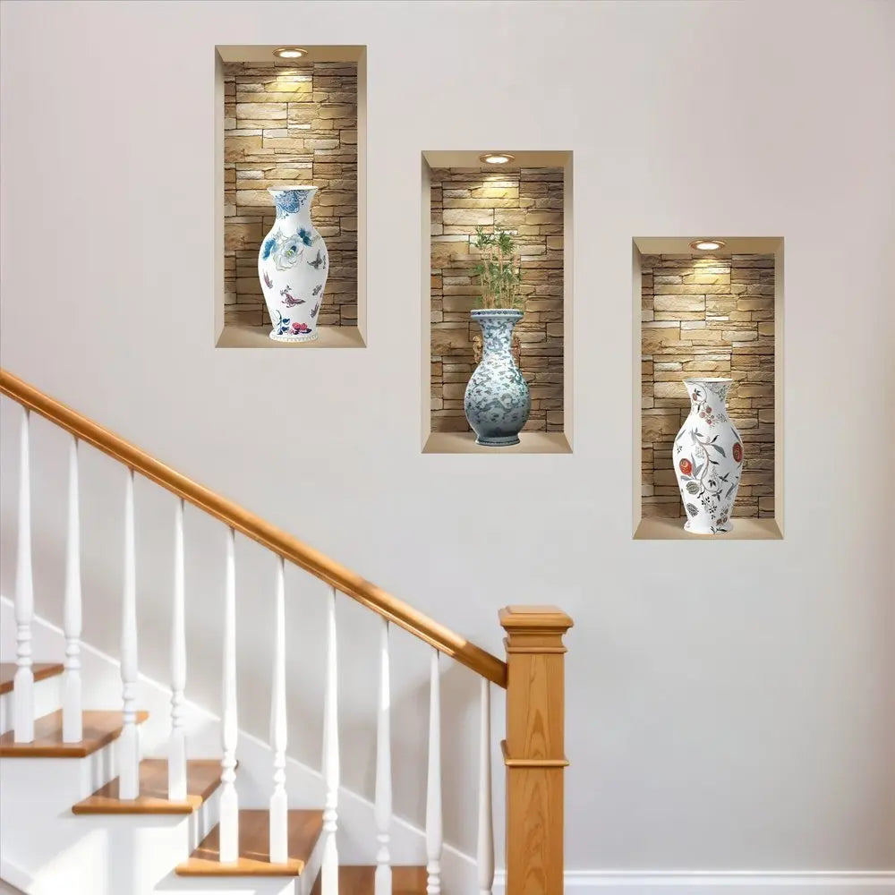Set of Three Tia Faux Niche 3D Peel and Stick Wall Decals - NOBLE HOME INTERIORS