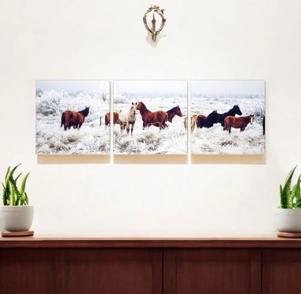 Set of Three White Canvas Square Framed Art - NOBLE HOME INTERIORS