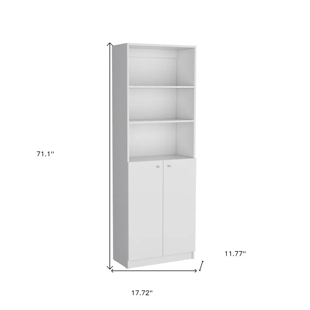 Set of Three White Wood Five Tier Modular Bookcase with Four Doors - NOBLE HOME INTERIORS
