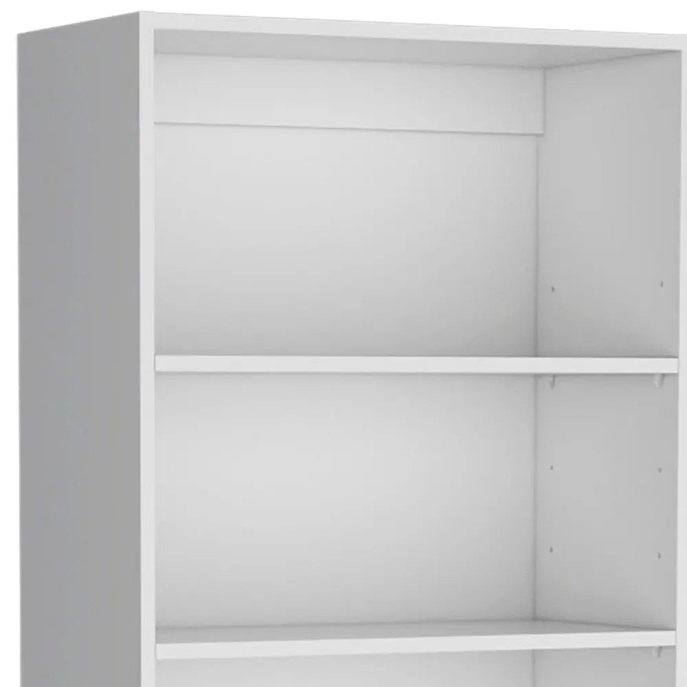 Set of Three White Wood Five Tier Modular Bookcase with Four Doors - NOBLE HOME INTERIORS