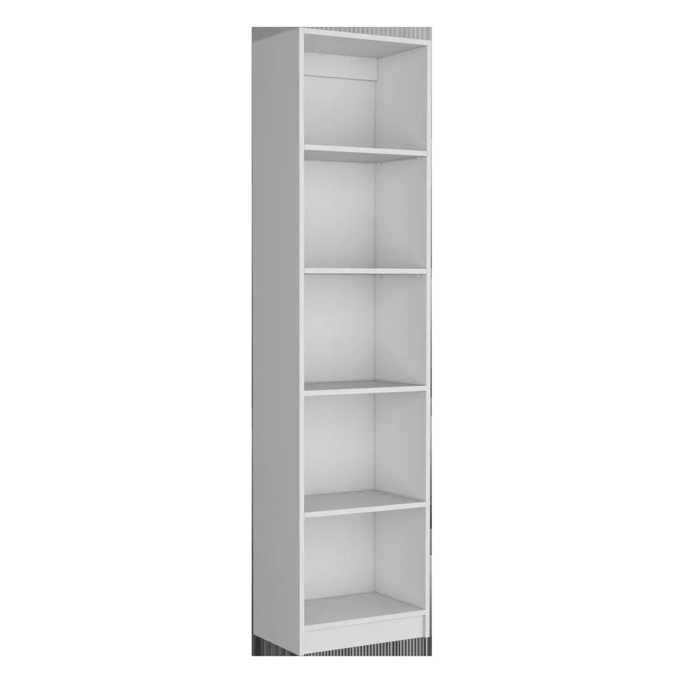 Set of Three White Wood Five Tier Modular Bookcase with Two Doors - NOBLE HOME INTERIORS