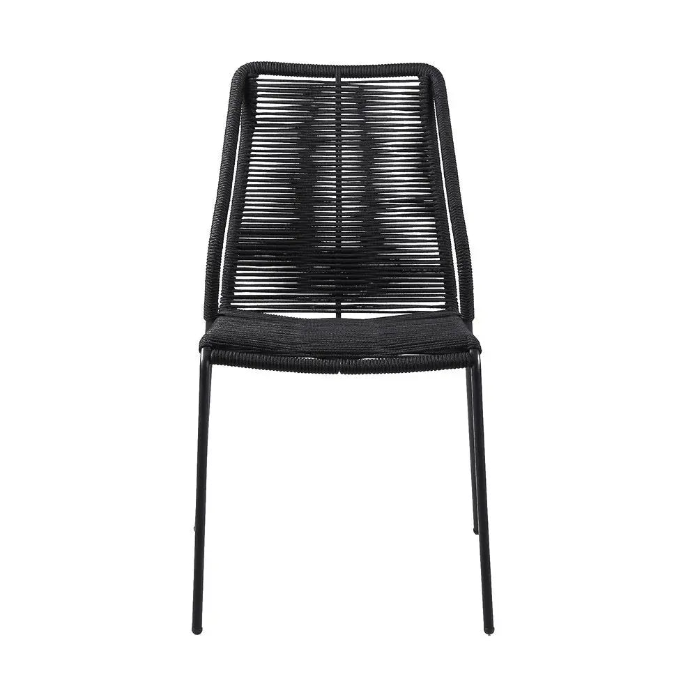 Set of Two 22" Black Metal Outdoor Dining Chair - NOBLE HOME INTERIORS