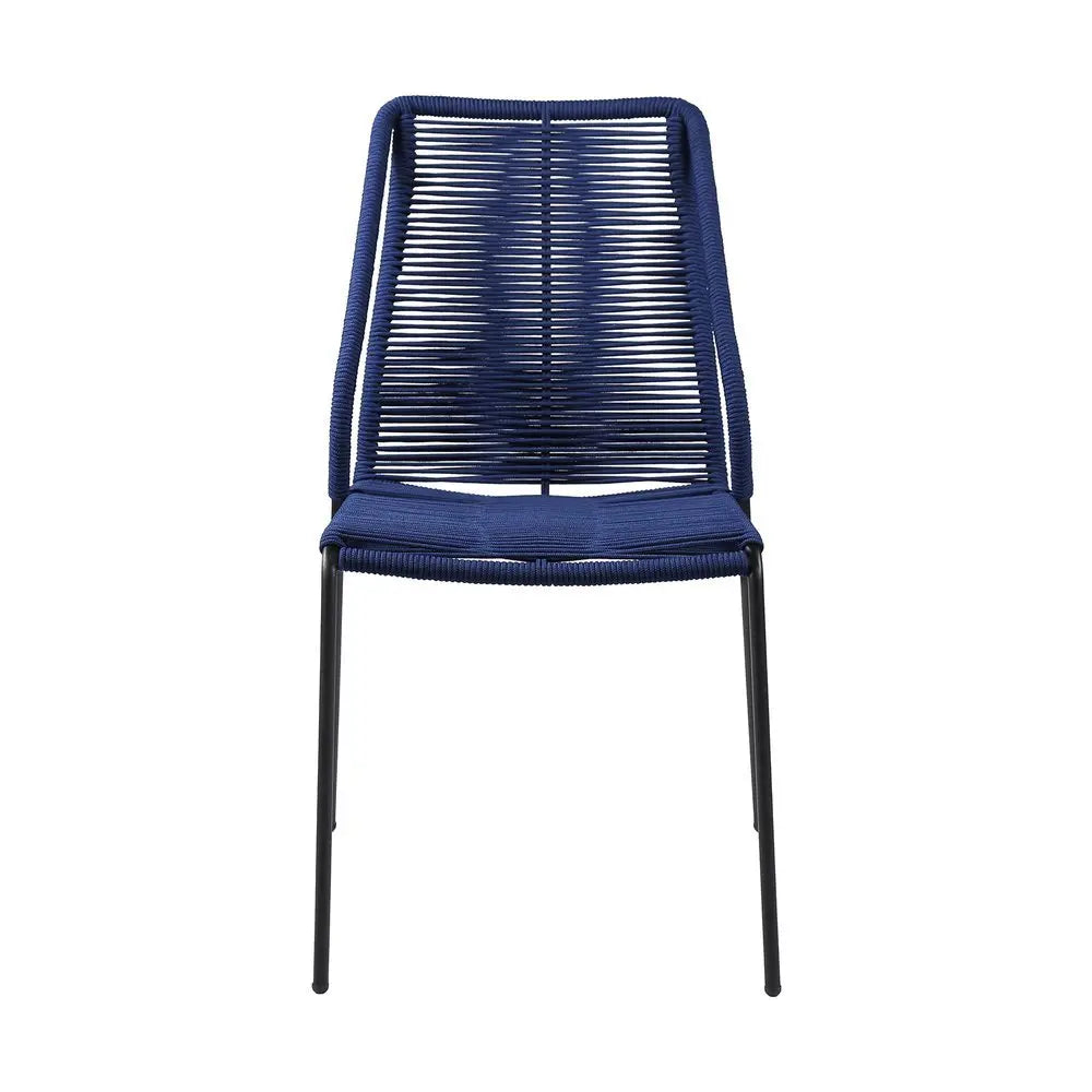 Set of Two 22" Blue Metal Outdoor Dining Chair - NOBLE HOME INTERIORS