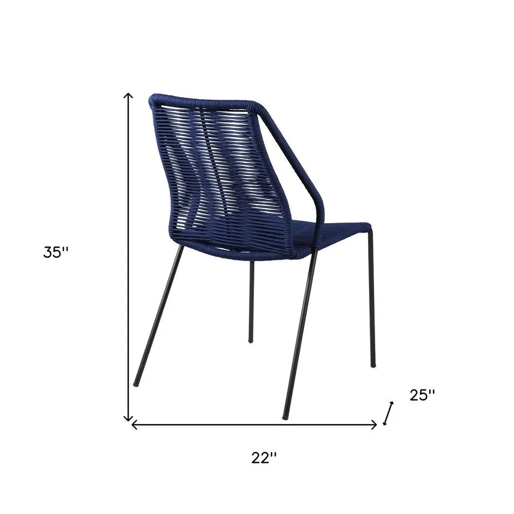 Set of Two 22" Blue Metal Outdoor Dining Chair - NOBLE HOME INTERIORS