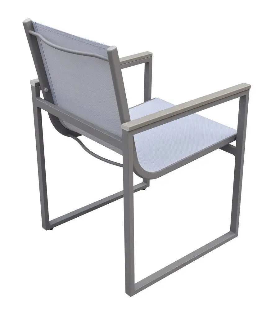 Set of Two 22" Light Gray Metal Outdoor Dining Chair - NOBLE HOME INTERIORS
