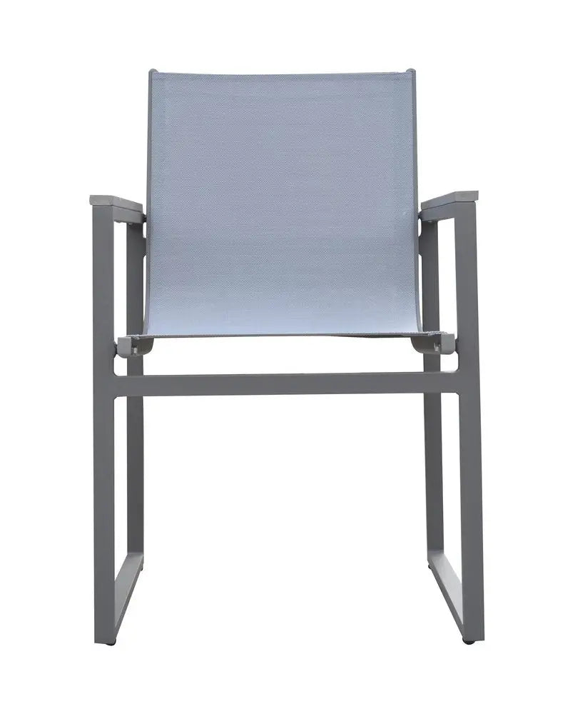 Set of Two 22" Light Gray Metal Outdoor Dining Chair - NOBLE HOME INTERIORS