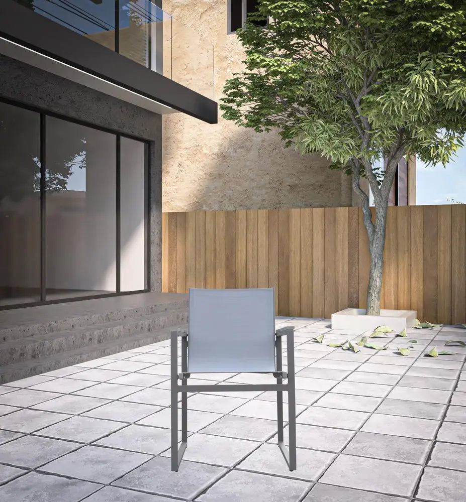 Set of Two 22" Light Gray Metal Outdoor Dining Chair - NOBLE HOME INTERIORS