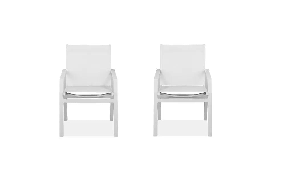 Set of Two 22" White Metal Indoor Outdoor Dining Chair - NOBLE HOME INTERIORS