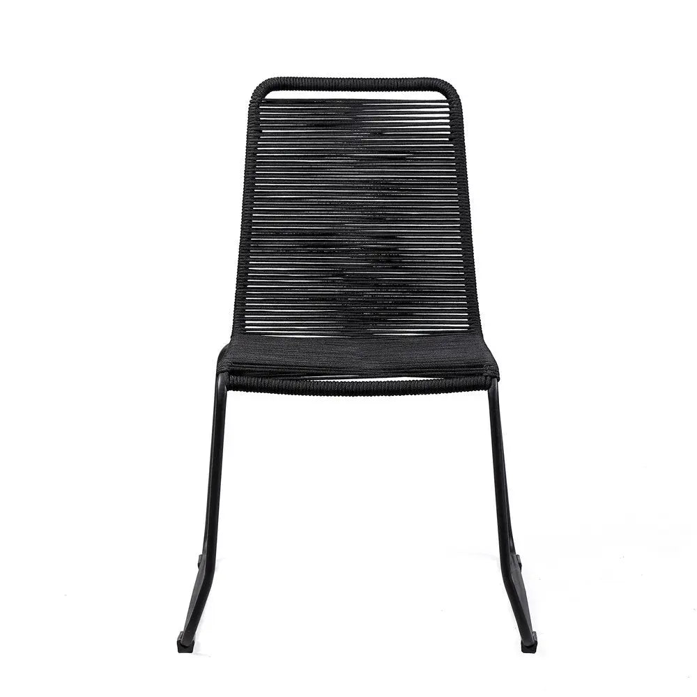 Set of Two 23" Black Metal Outdoor Dining Chair - NOBLE HOME INTERIORS