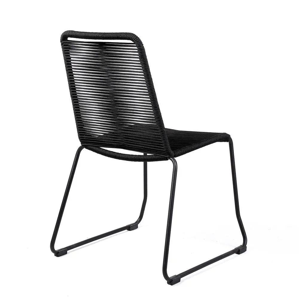Set of Two 23" Black Metal Outdoor Dining Chair - NOBLE HOME INTERIORS