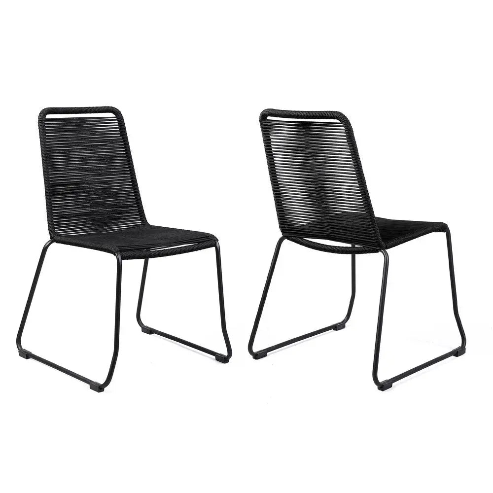 Set of Two 23" Black Metal Outdoor Dining Chair - NOBLE HOME INTERIORS