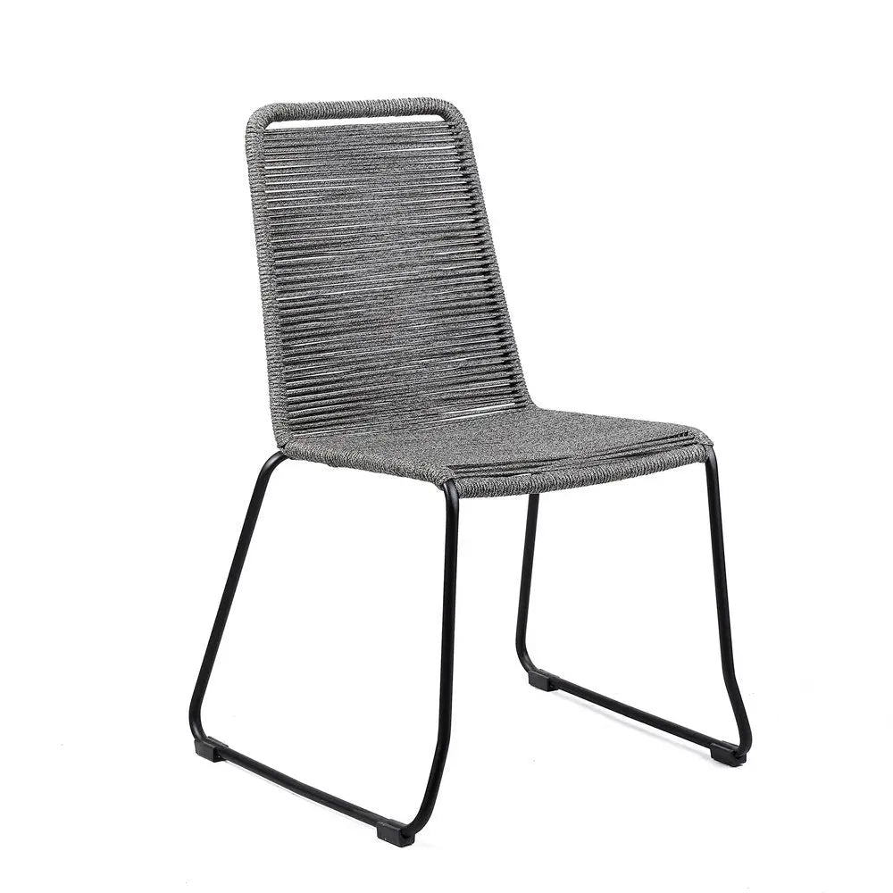 Set of Two 23" Gray Metal Outdoor Dining Chair - NOBLE HOME INTERIORS