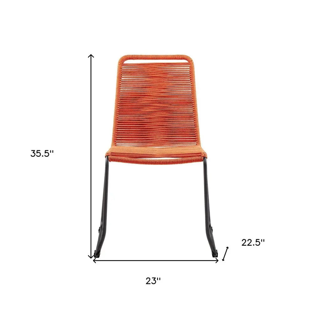 Set of Two 23" Tangerine Metal Outdoor Dining Chair - NOBLE HOME INTERIORS