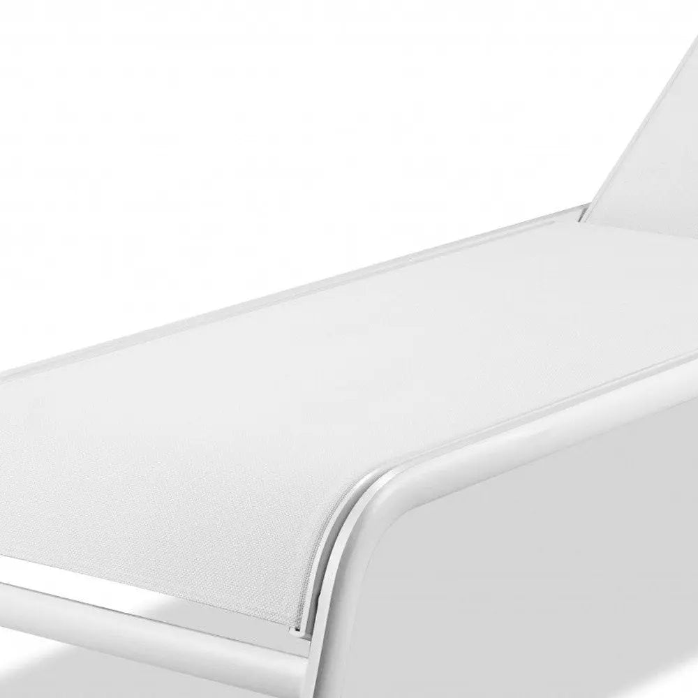 Set of Two 23" White and Chrome Indoor Outdoor Chaise Lounge - NOBLE HOME INTERIORS