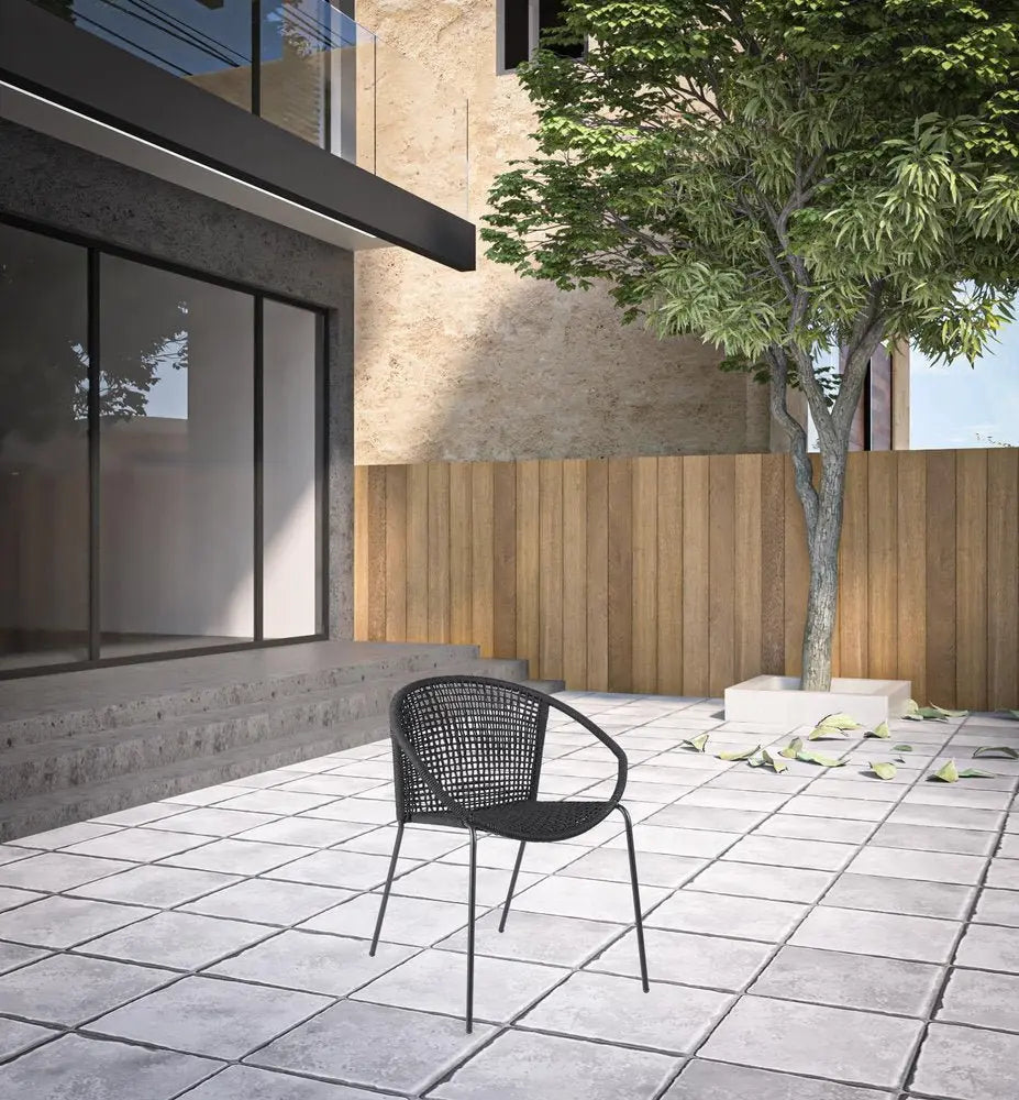 Set of Two 25" Black Metal Outdoor Dining Chair - NOBLE HOME INTERIORS