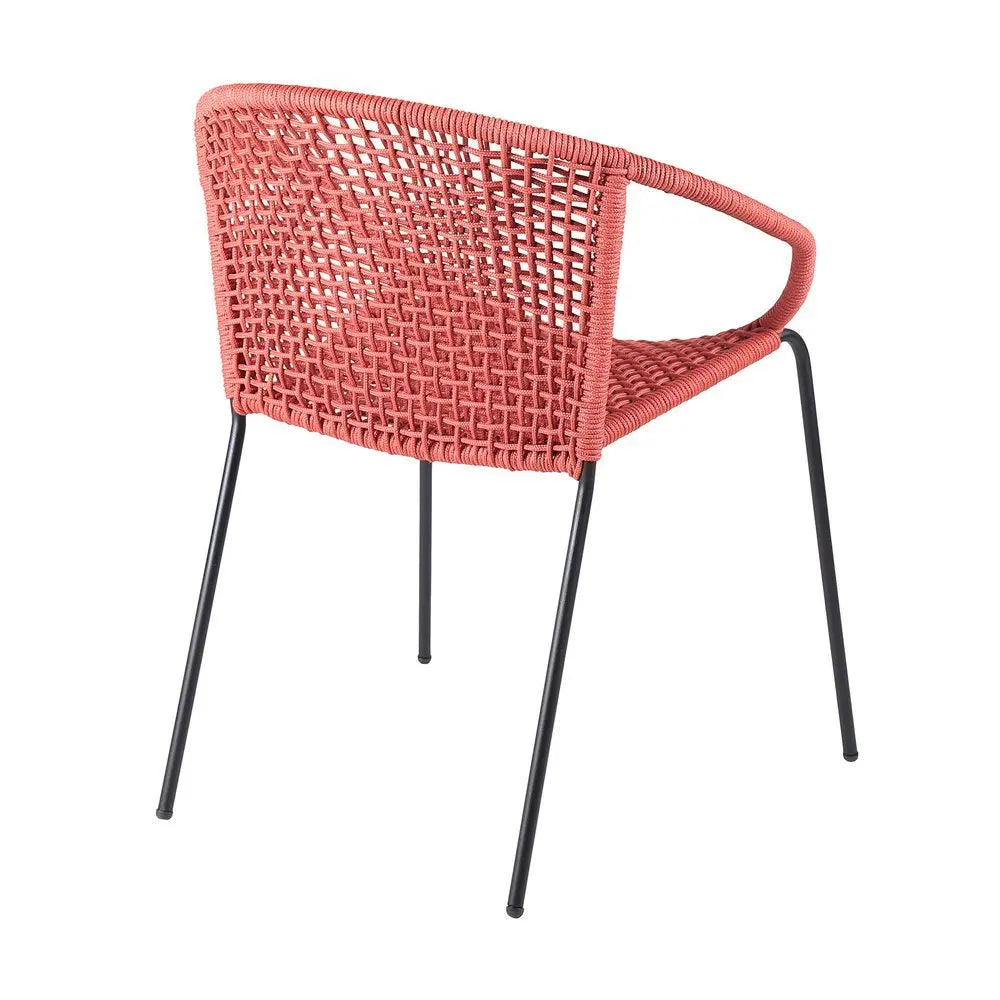 Set of Two 25" Red Metal Outdoor Dining Chair - NOBLE HOME INTERIORS