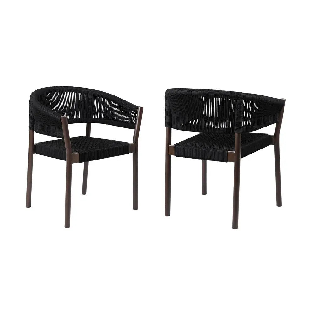 Set of Two 26" Black Solid Wood Outdoor Dining Chair - NOBLE HOME INTERIORS