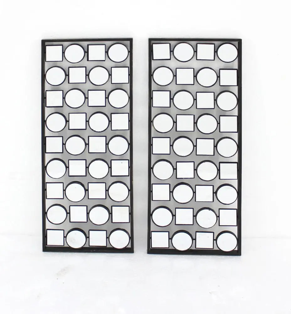 Set of Two 30" X 12" Bronze Mirrored Metal Abstract Wall Decor - NOBLE HOME INTERIORS