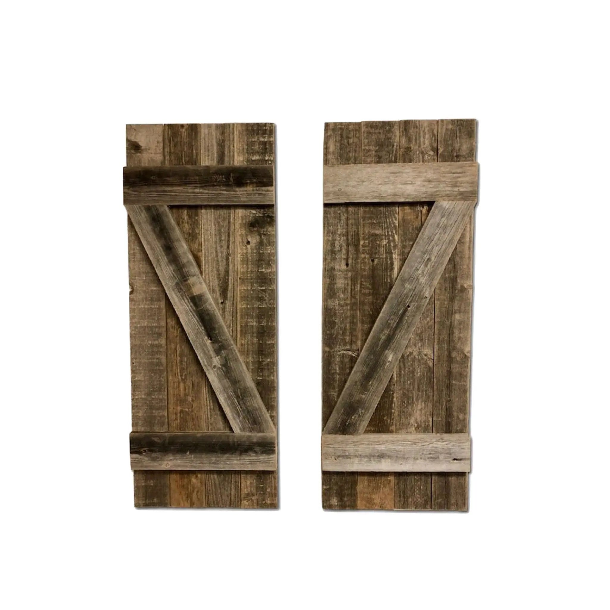 Set of Two 36" X 14" Gray Solid Wood Wall Decor - NOBLE HOME INTERIORS