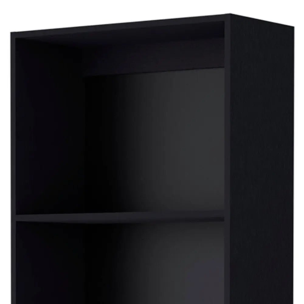 Set of Two 71" Black Bookcase With Two Doors HomeRoots