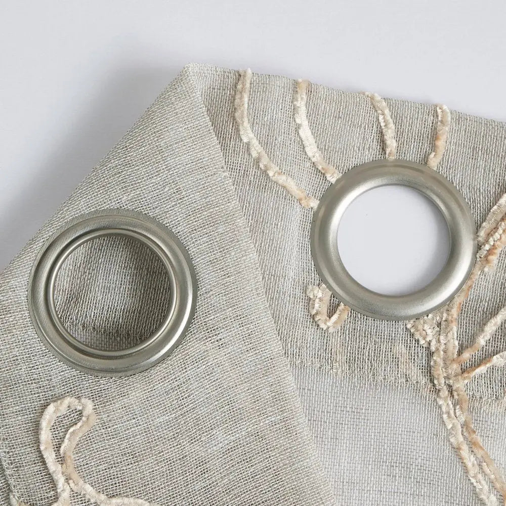 Set of Two 84" Beige Boho Embroidered Window Panels - NOBLE HOME INTERIORS